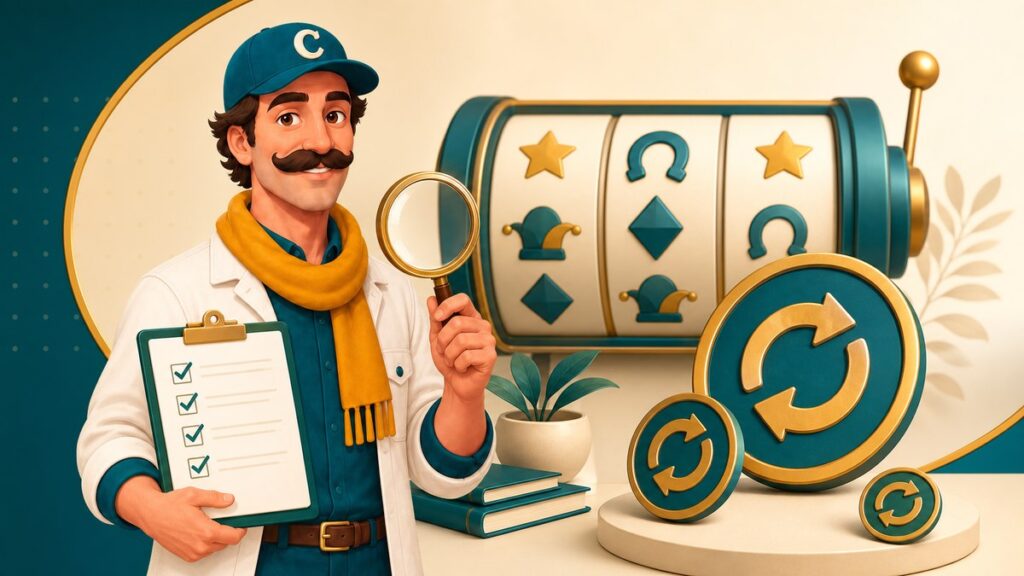 Casimario maskotu free spin ve slot koşullarını inceliyor