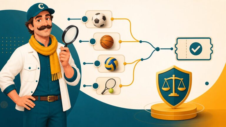 Casimario maskotu farklı spor seçimlerinin kombine kupona bağlanmasını inceliyor